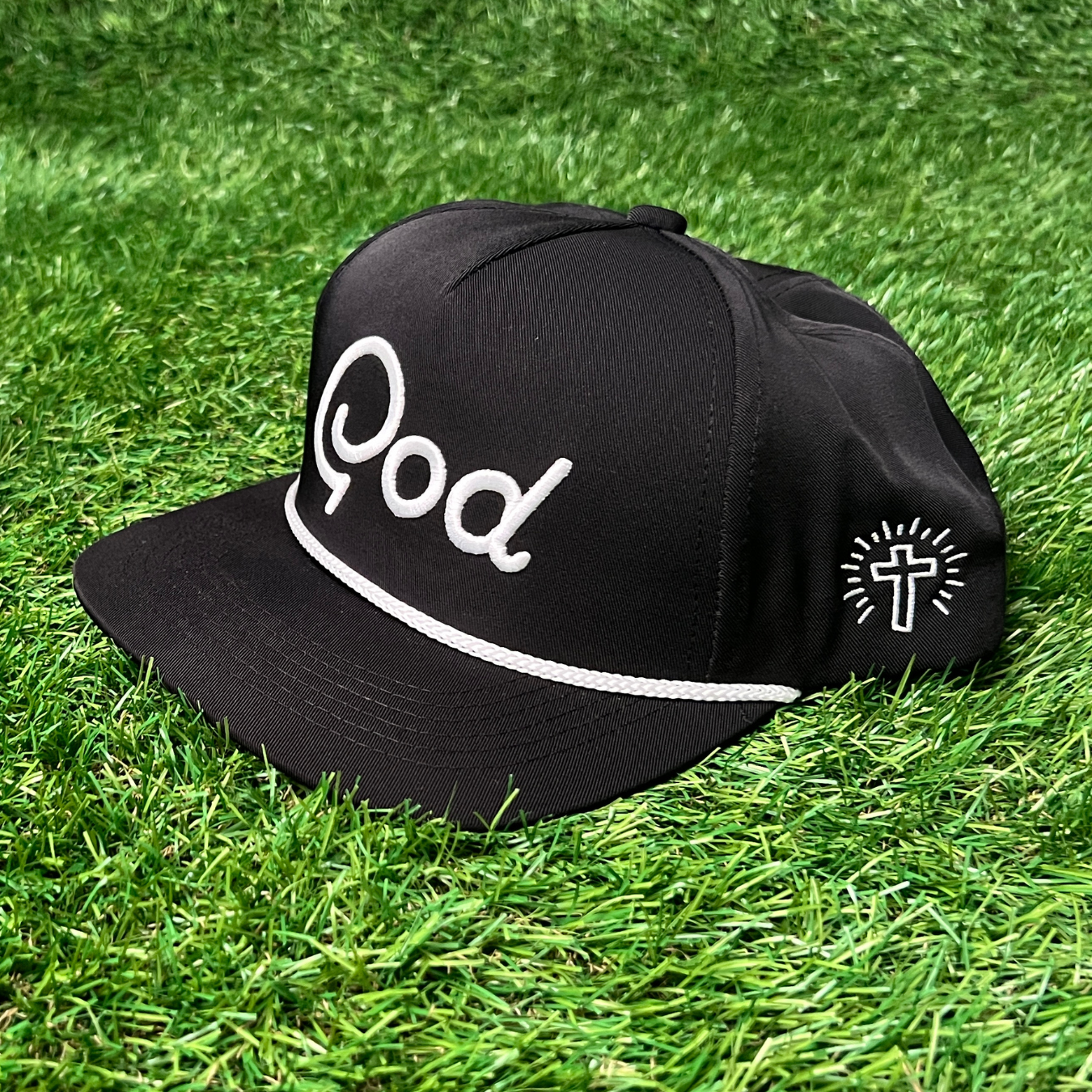 Black "God" Golf Rope Snapback - Child's Hat