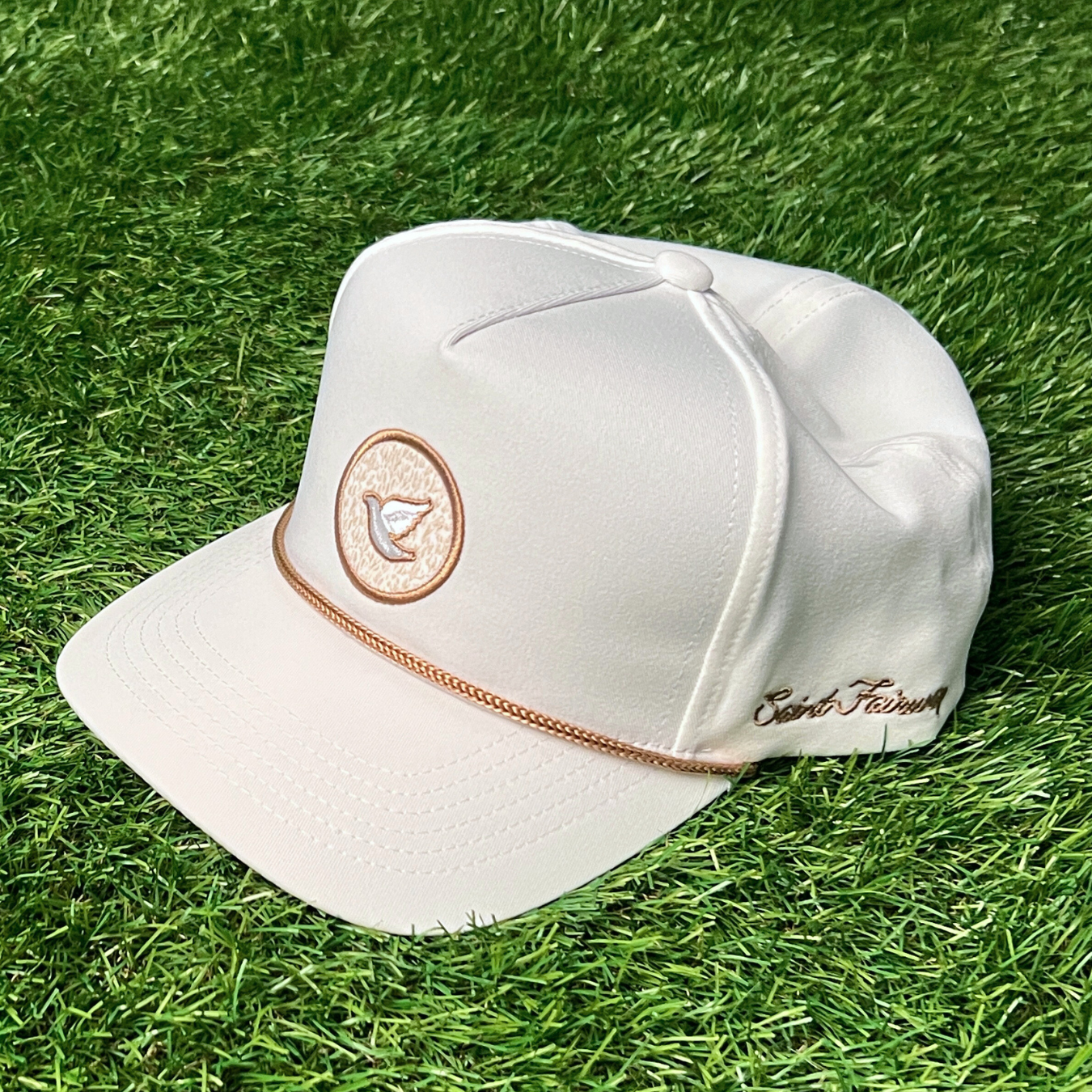 White "Mustard Seed" Golf Rope Snapback - 5 Panel