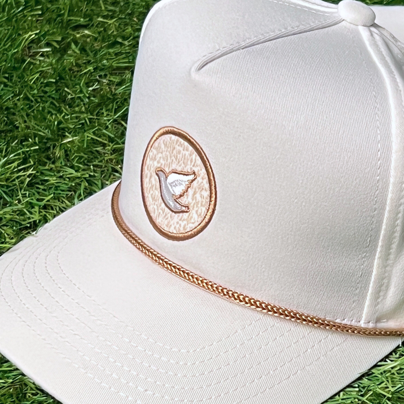 White "Mustard Seed" Golf Rope Snapback - 5 Panel
